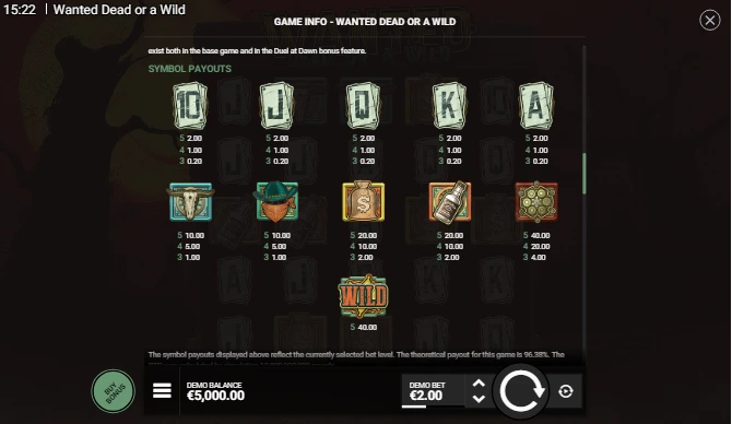 wanted dead or a wild slot symbols